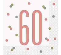 Elegant Rose Gold 60th Glitz Luncheon Napkins (16cm) - Perfect for Parties, Weddings, & Special Occasions - 16 ct