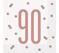 Elegant Rose Gold 90th Glitz Luncheon Napkins (16cm) - Perfect for Parties, Weddings, & Special Occasions - 16 ct