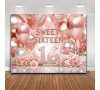 Elegant Rose Gold and Diamond 16th Birthday Party Background - Suitable for photo booths and cake tables