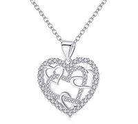 Elegant Rose Gold Color Double Heart Cross Necklace Cubic Zirconia Wedding Party Jewelry Best Gifts For Valentine,Size:45cm,Colour:02silver (Color : 02silver, Size : 45cm)