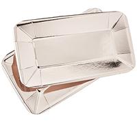 Elegant Rose Gold Foil Rectangular Appetizer Plates (22cm x 12cm) - Perfect for Parties & Events - 8ct