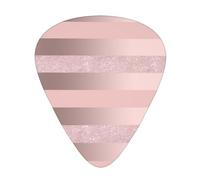 Elegant Rose Gold Glitter Blush Pink Stripe,12 Pcs Guitar Pick,3 Different Thickness Plectrums for Acoustic Guitar Bass Ukulele (0.46mm 0.96mm 0.71mm)