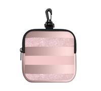 Elegant Rose Gold Glitter Blush Pink Stripe, Square Zipper Storage Bag, Neoprene Coin Purse, Small Wallets, Change Pouch, Change Purse