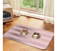 Elegant Rose Gold Glitter Blush Pink Stripe,Waterproof Pet Feeding Mat,PU Leather Placemats for Cat Dog Water Bowl,Food Mats,40x60cm