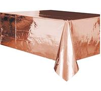 Elegant Rose Gold Rectangular Foil Plastic Table Cover (137cm x 274cm) - Perfect for Parties, Weddings & Events - 1 Pc