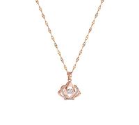 Elegant Rose Gold Rotating Geometric Crystal Pendant Necklace For Women Timeless Maternal To My Daughter Sparkling Rhinestone Jewelry (Rose Gold, One Size)