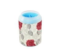 Elegant Roses White and Red Portable Paw Washer Soft Silicone Bristles Pets Grooming Supplies for Medium to Large Dogs limpiador de patas para perro
