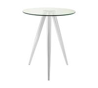 Elegant Round Bar Table, Tripod Base Circular Bar Table, Transparent Top Round High Table For Livingroom