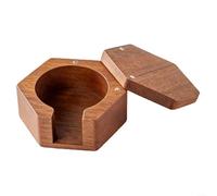 Elegant Round Coffee Filter Paper Holder with Ash Wood Base, Fits Various Brewing Methods, Organized Storage for Kitchen or Coffee Station Use(With Lid)