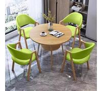 Elegant Round Conference Table for 4, Simple Wooden Dining & Reception Set for Office, Ideal for Balcony & Dining Room, Modern Design, Green Color