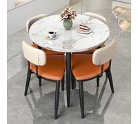 Elegant Round Conference Table Set for 4 Office Reception & Club Table with Chairs Business Negotiation & Dining Table Combination 5-Piece Coffee Dining Set