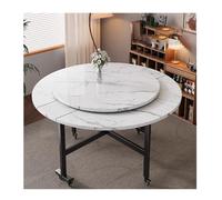Elegant Round DropLeaf Kitchen Table with Wheels Extendable Folding Dining Table for Home & Party 100cm White SpaceSaving Design for Dining Room