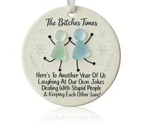 Elegant Round Friendship Ornament, Double-Sided Printed Ceramic Hanging Ornament for Women, Birthday Gift, Encouragement Keepsake