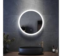 ELEGANT Round Illuminated LED Bathroom Mirror with Lights, 600 x 600 mm | Cool White Light, Touch Control, Anti-Fog, IP44 Waterproof, Acrylic Frame, Dustproof, Circular Wall Mounted Vanity Mirror
