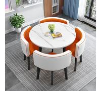 Elegant Round Marble Dining Table Set for 4 - Stylish Modern Office Reception & Negotiation Seating Combo with Chairs (Size: Style B) - Perfect for Home Interiors