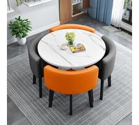 Elegant Round Marble Dining Table Set with 4 Chairs Stylish Office Reception Table for Meetings Perfect for Small Spaces Modern Design (Size: StyleF)