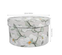 Elegant round Pu Box with Magnolia Flower Design in Light Green for Wrapping Candles and Flowers, Suitable for Valentine's Day and Wedding Packaging