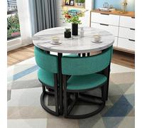 Elegant Round/Square Dining Table Set with 4 Soft Cushioned Chairs - Space-Saving Metal Frame for Kitchen Living Room Office Meetings - Stylish & Functional Furniture
