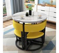 Elegant Round/Square Dining Table Set with 4 Soft Cushioned Chairs Space-Saving Metal Frame Perfect for Kitchen Living Room Office Meetings - Stylish & Functional Furniture