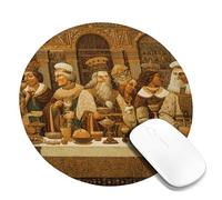 Elegant Royal Feast Decorative Mouse Pad, Vintage Golden Artwork Non-Slip Gaming Mousepad, Stylish Home and Office Accessory for Holidays and Special Occasions, Ideal for Gifting Round 8x8 Inch