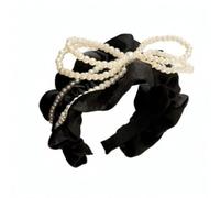 Elegant Ruched Fabric Bow Pearl Headband Luxury High End Voluminous Crown Hair Accessory For Women