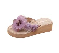 Elegant ’s Summer Floral Platform Sandals - Open Toe Beach Slip On Slippers With Thick Heel For Relaxed Everyday Comfort Simple Slide, Happy Summer Feet
