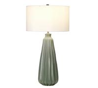 Elegant Sage Green Ceramic Table Lamp With White Shade - Led E27 60W
