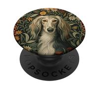 Elegant Saluki Dog Surrounded by Flowers PopSockets Adhesive PopGrip