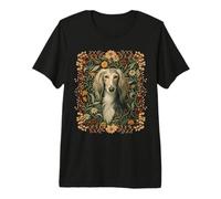 Elegant Saluki Dog Surrounded by Flowers Premium T-Shirt