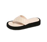 Elegant Sandals with Thick Sole and Strap Between Toes, Ideal for Outdoors, Soft and Comfortable Insole, Flat Beach Sandals for Everyday Wear., beige, 6 UK