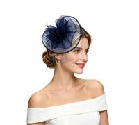 Elegant Satin Mesh Hair Band for Evening Performances Parties Gatherings Versatile Accessory in Timeless Design (Navy, One Size)