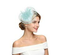 Elegant Satin Mesh Hair Band for Evening Performances Parties Gatherings Versatile Accessory in Timeless Design (Light Blue, One Size)