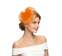 Elegant Satin Mesh Hair Band for Evening Performances Parties Gatherings Versatile Accessory in Timeless Design (Orange, One Size)