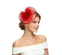 Elegant Satin Mesh Hair Band for Evening Performances Parties Gatherings Versatile Accessory in Timeless Design (Red, One Size)