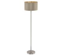 Elegant Satin Nickel Floor Lamp With Taupe Gold Shade And Pedal Switch