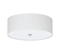 Loops Flush Ceiling Light Colour Satin Nickel Shade White Fabric Glass Bulb E27 3x60W in Metallics Loops Metallics