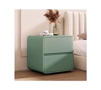 Elegant Scandinavian Solid Wood Bedside Tables with 2 Drawers, Nordic Leather Chest of Drawers for Bedroom Storage, 45 x 35 cm, Modern Design, Minimalist Style.