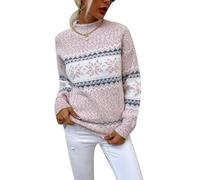 Elegant Scandinavian Style Women's Winter Sweater, Soft and Cozy Snowflake Pattern Knit Pullover, Casual Long Sleeve Wool Blend Jumper