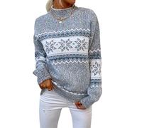 Elegant Scandinavian Style Women's Winter Sweater, Soft and Cozy Snowflake Pattern Knit Pullover, Casual Long Sleeve Wool Blend Jumper