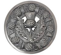 Elegant Scottish Kilt Fly Plaid Brooch for Men - Premium Antique Silver Thistle Design, Handcrafted Tartan Sash Pin - Luxurious Brooches, Highland Dress Accessory for Women’s (Antique Silver)