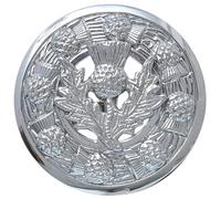 Elegant Scottish Kilt Fly Plaid Brooch for Men - Premium Antique Silver Thistle Design, Handcrafted Tartan Sash Pin - Luxurious Brooches, Highland Dress Accessory for Women’s (Chrome Finish)