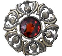 Elegant Scottish Kilt Fly Plaid Brooch - Premium Thistle Design with Sparkling stone, Handcrafted Tartan Sash Pin, Luxurious Highland Dress Accessory for Women's (Brass Antique, Brown)