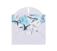 Elegant Sea Whale And Jellyfish Print Greeting Cards With Envelopes,Thank You,Birthdays,Christmas,Valentine