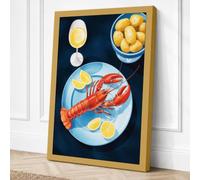 Elegant Seafood Spread Modern Canvas Wall Art Print 18x12 Inch (46 x 30 cm)