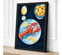 Elegant Seafood Spread Modern Canvas Wall Art Print 18x12 Inch (46 x 30 cm)