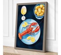 Elegant Seafood Spread Modern Canvas Wall Art Print 18x12 Inch (46 x 30 cm)