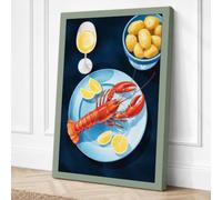 Elegant Seafood Spread Modern Canvas Wall Art Print 18x12 Inch (46 x 30 cm)