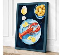 Elegant Seafood Spread Modern Canvas Wall Art Print 18x12 Inch (46 x 30 cm)