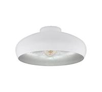 Elegant Semi Flush Ceiling Light With White And Silver Round Shade For Modern Homes