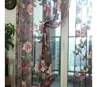 Elegant Sheer Floral Voile Curtain Panel 1 x 2.5 m for Door or Casement, Polyester Lightweight Drape with Scarf Valance Ideal-for Living Room, Bedroom, Patio or Partition